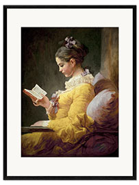 Impresión de arte enmarcada  Mujer joven leyendo - Jean-Honoré Fragonard