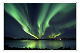 Póster  Aurora boreal sobre Tjeldsundet en Troms - Arild Heitmann