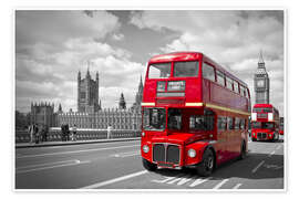 Póster  Puente de Westminster y autobuses rojos - Melanie Viola