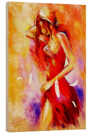 Cuadro de madera  Mujer en vestido rojo - Marita Zacharias