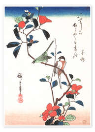 Póster  Flores y pájaros - Utagawa Hiroshige