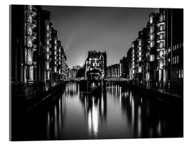 Cuadro de metacrilato  Hamburgo por la noche (Blanco y negro) - Sascha Kilmer