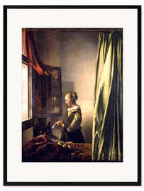 Impresión de arte enmarcada  Niña leyendo una carta en la ventana abierta - Jan Vermeer