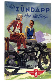 Cuadro de metacrilato  Con Zündapp sobre las montañas (alemán) - Vintage Advertising Collection