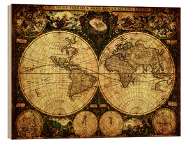 Cuadro de madera  Mapamundi 1660 - Michaels Antike Weltkarten