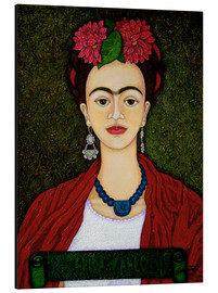 Cuadro de aluminio  Retrato de Frida Kahlo con dalias - Madalena Lobao-Tello