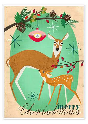 Póster Merry Christmas Deer