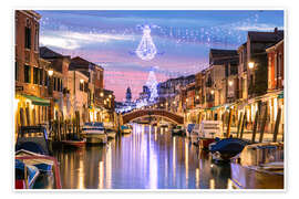 Póster Canal in Venice at Christmas