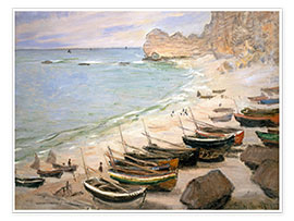 Póster  Barcas en la playa de Etretat - Claude Monet
