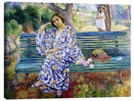 Lienzo  Mujer joven, sentada en un banco - Henri Lebasque