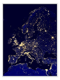 Póster  Europa por la noche - NASA