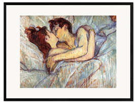 Impresión de arte enmarcada  En la cama: el beso - Henri de Toulouse-Lautrec