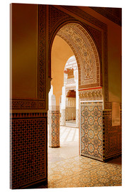 Cuadro de metacrilato  Large patio columns with azulejos decor, Islamo-Andalucian art, Marrakech Museum, Marrakech, Morocco - Guy Thouvenin