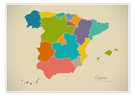 Póster  Mapa moderno de España Artwork Design - Ingo Menhard