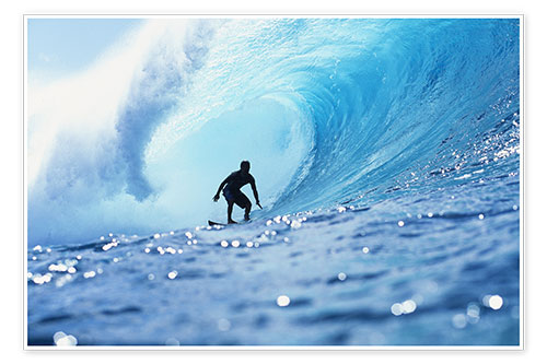 Póster Surfista en el tubo de la ola