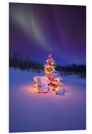 Cuadro de PVC  Árbol de Navidad y aurora boreal - Carson Ganci