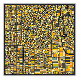 Póster  Los Angeles Map - Jazzberry Blue