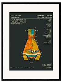 Impresión de arte enmarcada  Space Capsule Patent (1963) - Jazzberry Blue