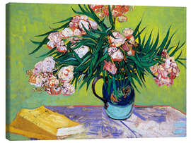 Lienzo  Bodegón: jarrón con rosas y un libro - Vincent van Gogh