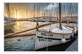 Póster Historic sailboat in the port of Palma de Mallorca