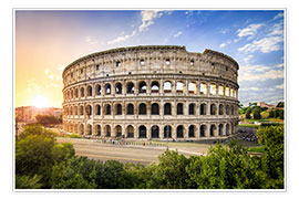 Póster  Coliseo en Roma al atardecer - Jan Christopher Becke