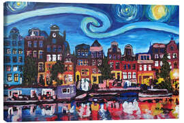 Lienzo  Noche estrellada sobre Ámsterdam inspirado en Van Gogh - M. Bleichner