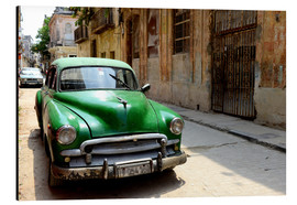 Cuadro de aluminio  Coche de época en las calles de la Habana, Cuba. - HADYPHOTO