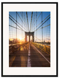 Impresión de arte enmarcada  Puente de Brooklyn a la luz del sol en Nueva York - Jan Christopher Becke