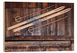 Cuadro de madera  Viejos esquís en Suiza - Dieterich Fotografie