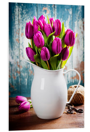 Cuadro de PVC  Purple Tulips in an enamel jug