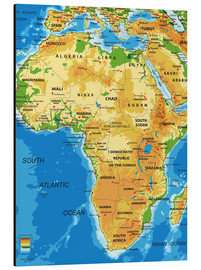 Cuadro de aluminio  Mapa topográfico de África (inglés)