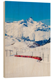 Cuadro de madera  Rhaetian Railway on the Bernina Pass in Graubünden - Dieterich Fotografie