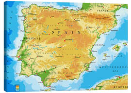 Lienzo  Mapa físico de España