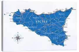 Lienzo  Mapa de Sicilia (inglés)