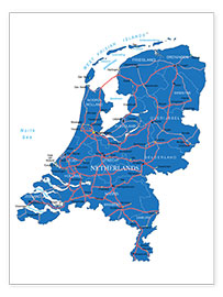 Póster Mapa de los Países Bajos