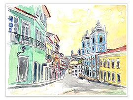 Póster  San Salvador de Bahia - Brazil Colonial Old Town - M. Bleichner