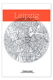 Póster  Mapa de leipzig circulo - campus graphics