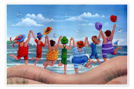 Póster  Fiesta en la playa, escena de arcoíris - Peter Adderley