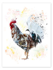 Póster  Digital painting of a colorful rooster