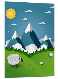 Cuadro de PVC  Paper landscape with sheep - Kidz Collection