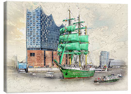 Lienzo  Hamburg Elbphilharmonie with the sailing ship Alexander von Humboldt - Peter Roder