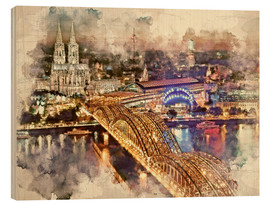 Cuadro de madera  Cologne Skyline Cologne Cathedral - Peter Roder