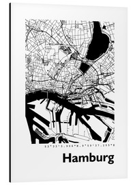 Cuadro de aluminio  Mapa de la ciudad de Hamburgo - 44spaces
