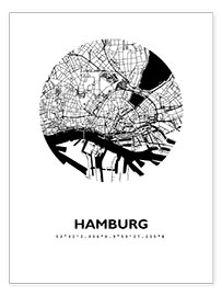 Póster Mapa de la ciudad de Hamburgo IV