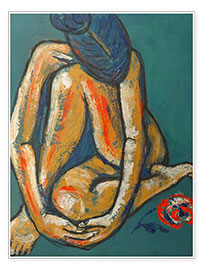 Póster  In Love - nude with rose - Carmen Tyrrell