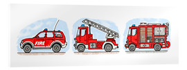 Cuadro de metacrilato  Vehículos de bomberos de Hugo - Hugos Illustrations
