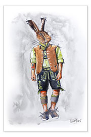 Póster  Conejo con traje típico - Peter Guest