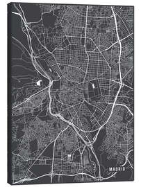 Lienzo  Mapa de madrid con fondo negro - Main Street Maps