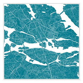 Póster  Mapa de la ciudad de Estocolmo II - 44spaces