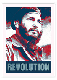 Póster  Fidel Castro, revolución en Cuba - Alex Saberi